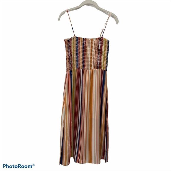 Socialite Smocked Striped Midi Halter Dress Womens Small - Picture 1 of 3